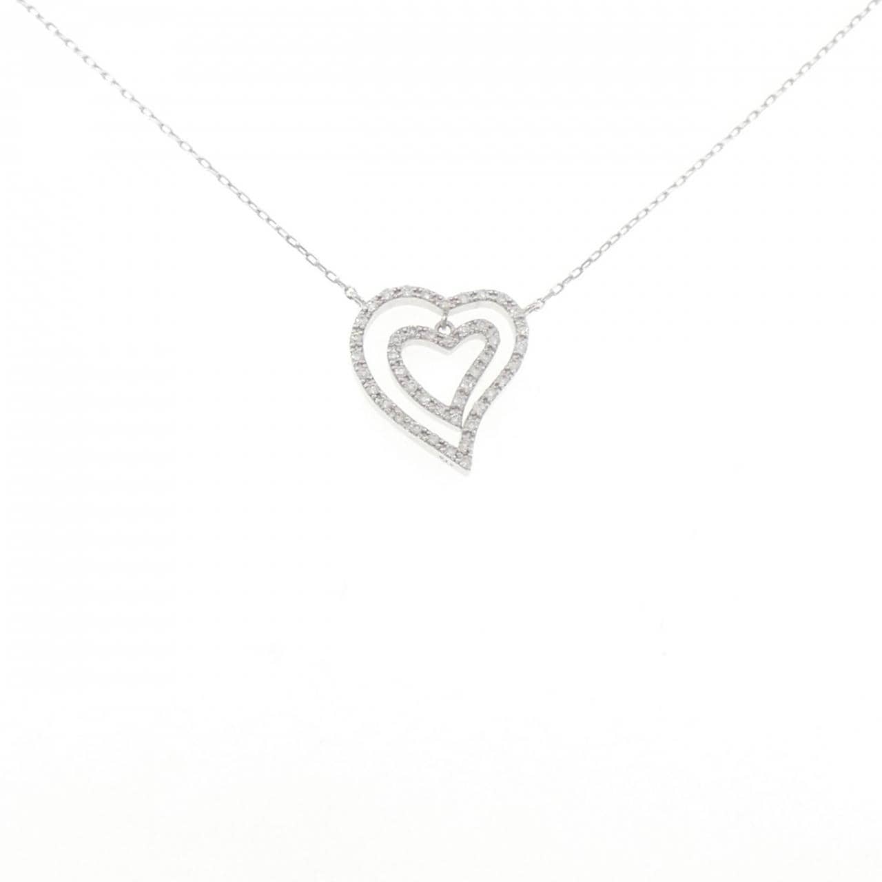 K18WG ハート ダイヤモンド ネックレス 0.18CT