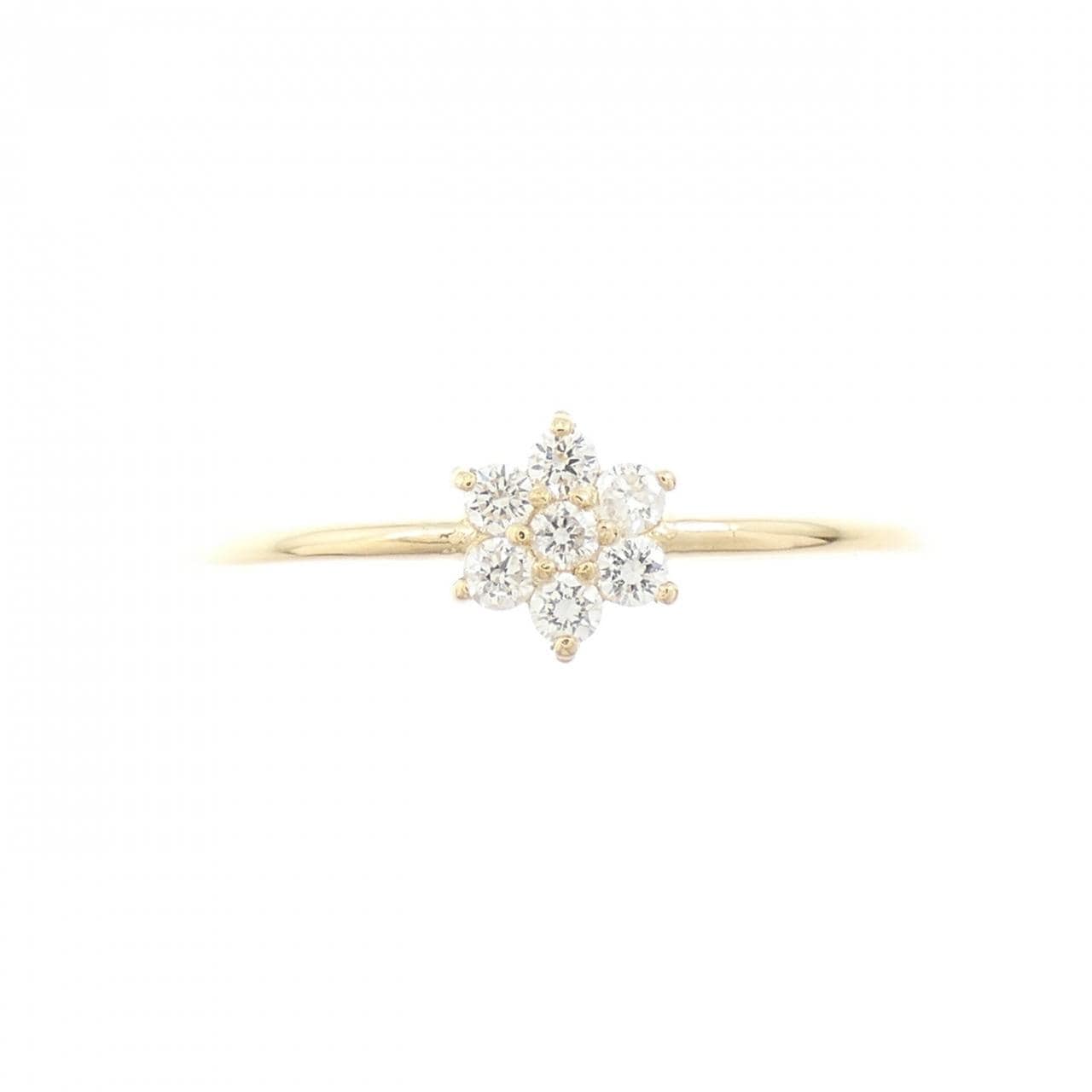 【リメイク】K18YG フラワー ダイヤモンド リング 0.10CT