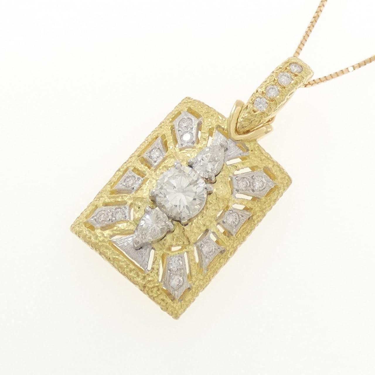 K18YG/PT900 ダイヤモンド ネックレス 0.784CT K VS2 Good