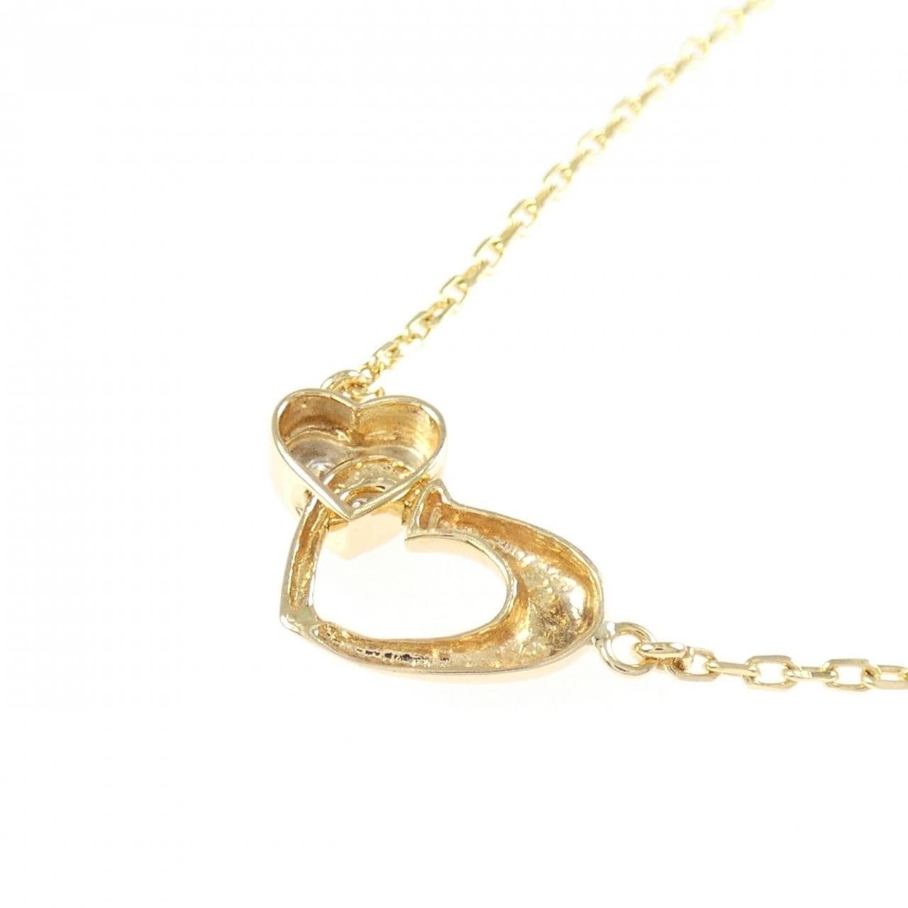 K18YG/PT ハート ダイヤモンド ネックレス 0.03CT