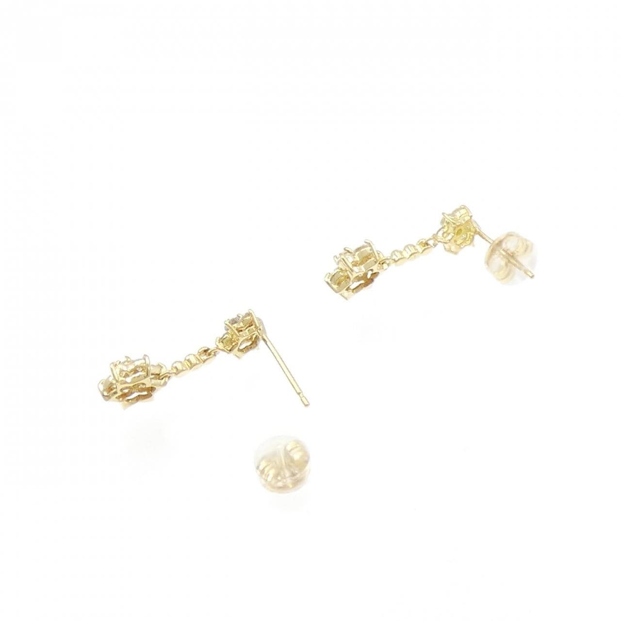 K18YG フラワー ダイヤモンド ピアス 1.00CT