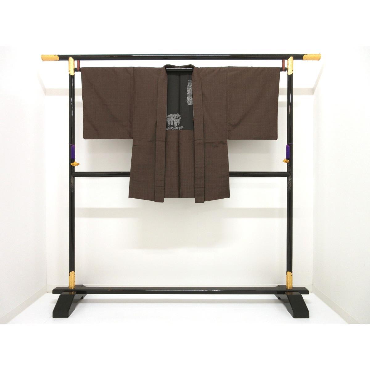 Men's pongee kimono and haori 2-piece set