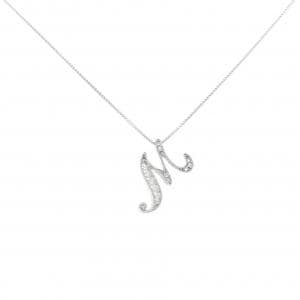 K18WG イニシャルM ダイヤモンド ネックレス 0.15CT