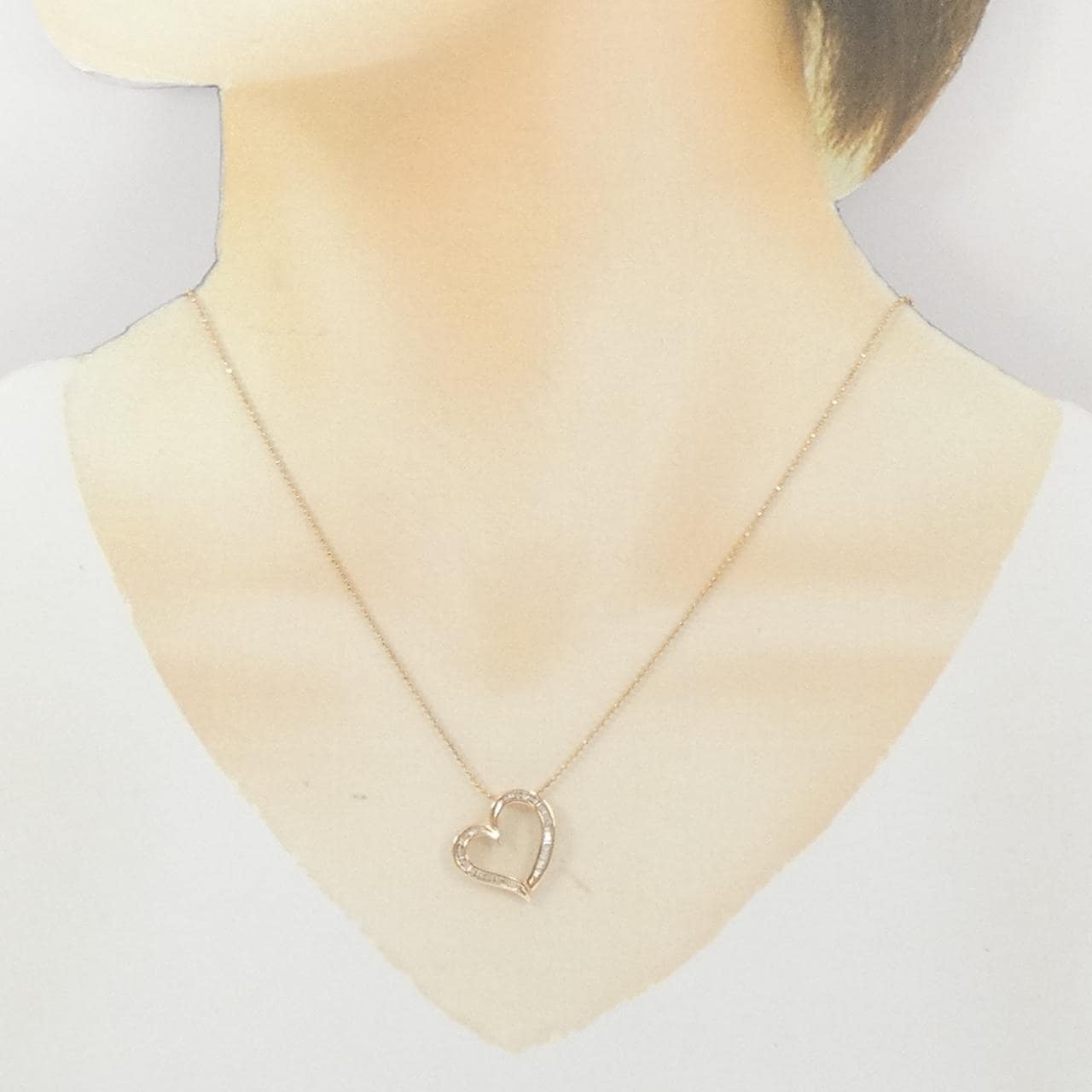 K18PG ハート ダイヤモンド ネックレス 0.20CT
