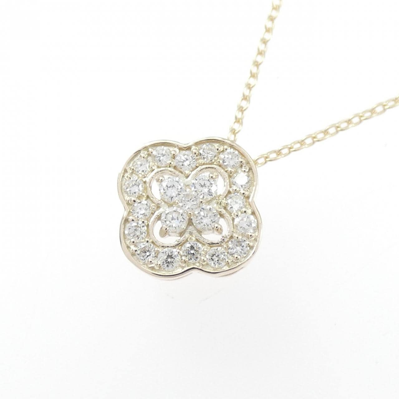 【リメイク】K10YG フラワー ダイヤモンド ネックレス 0.20CT