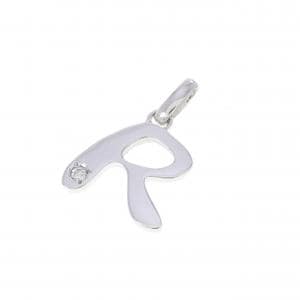 K18WG イニシャルR ダイヤモンド ペンダント