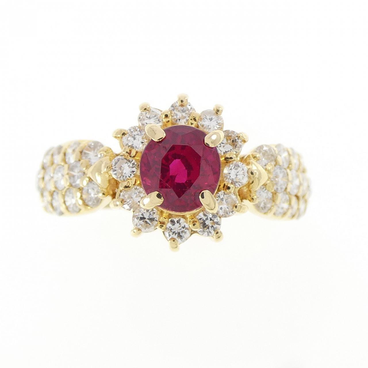 K18YG ルビー リング 0.82CT