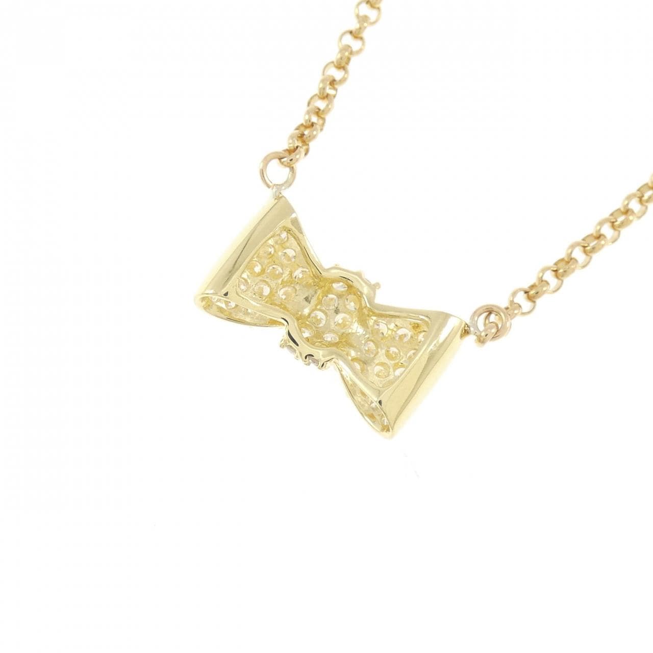 K18YG リボン ダイヤモンド ネックレス 0.54CT