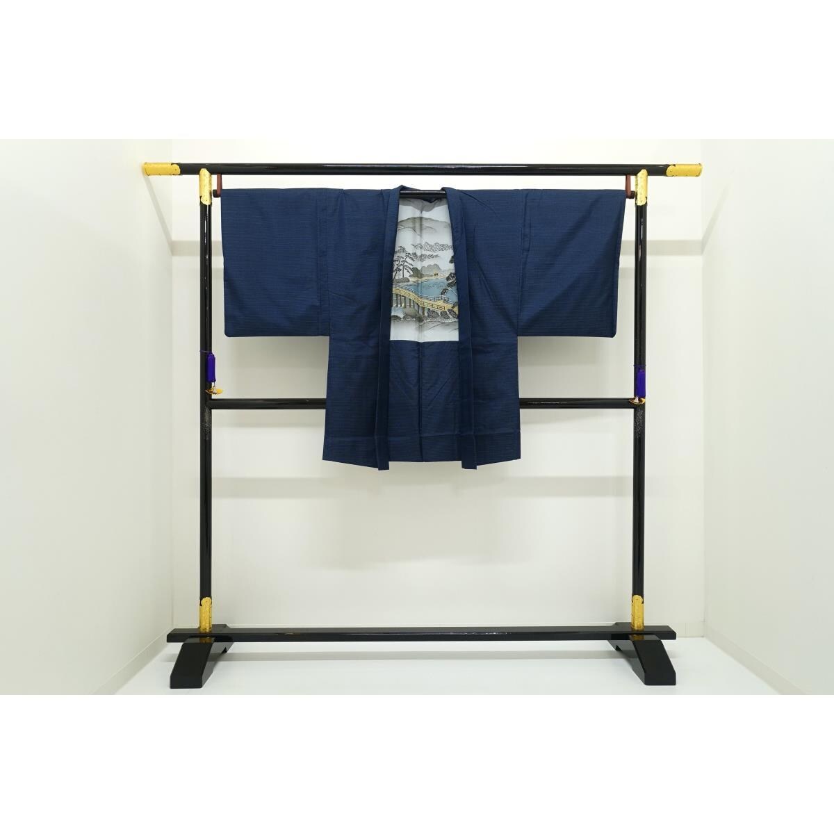 Men's horizontal twin Ooshima Tsumugi kimono, haori, 2-piece set