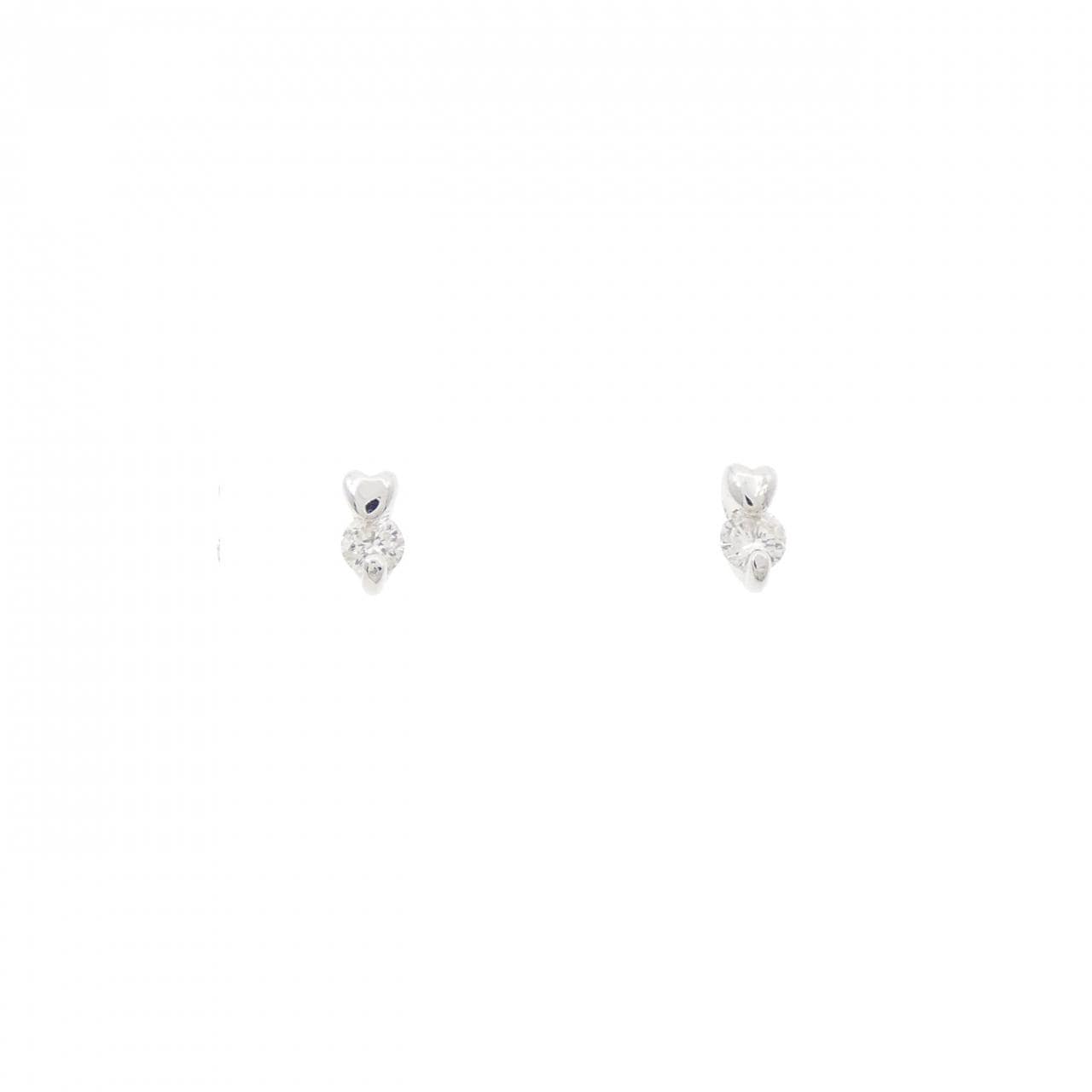 K18WG 心形鑽石耳環 0.10CT