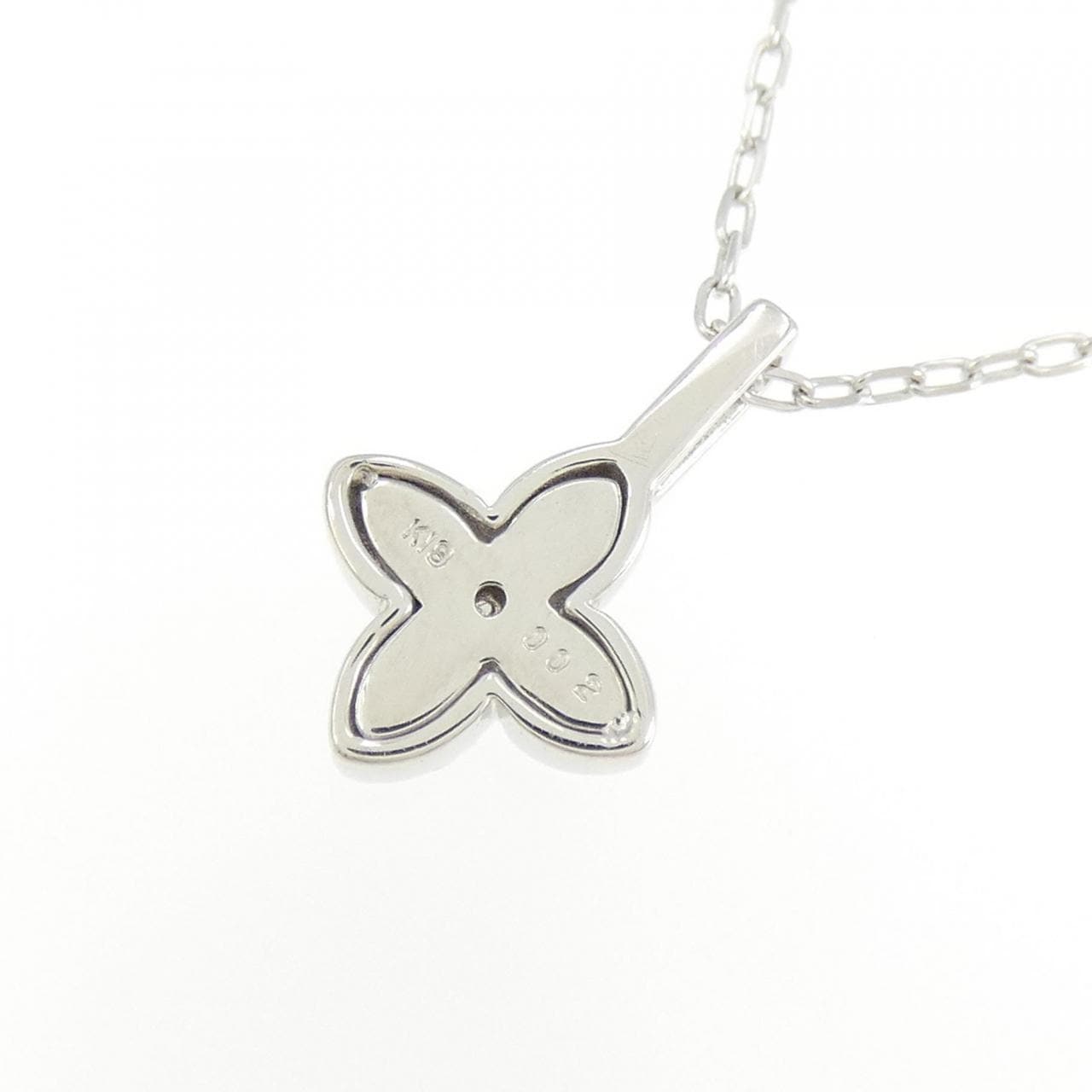 K18WG Flower Diamond Necklace 0.02CT
