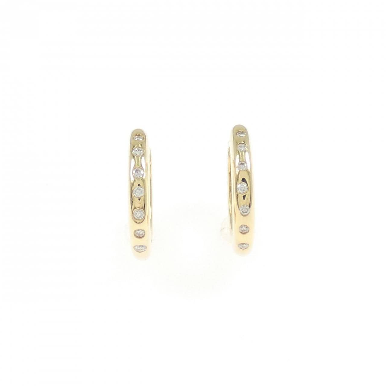 [BRAND NEW] K18YG Diamond Hoop Earrings 0.06CT