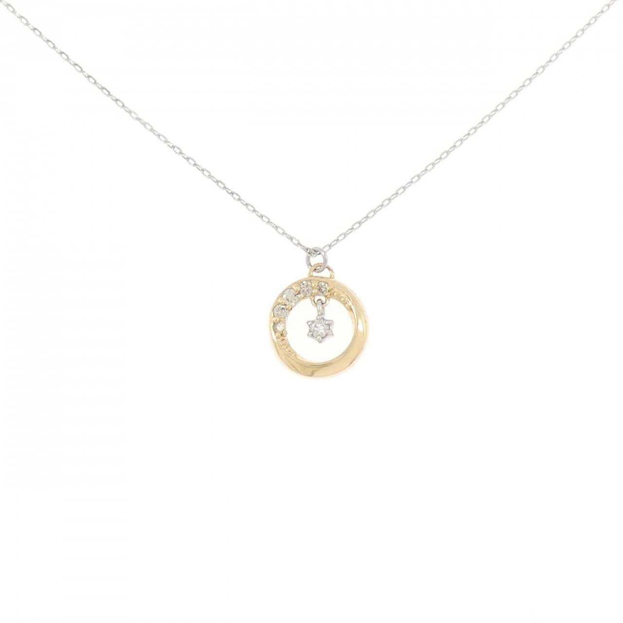 K18YG/PT850 ダイヤモンド ネックレス 0.05CT