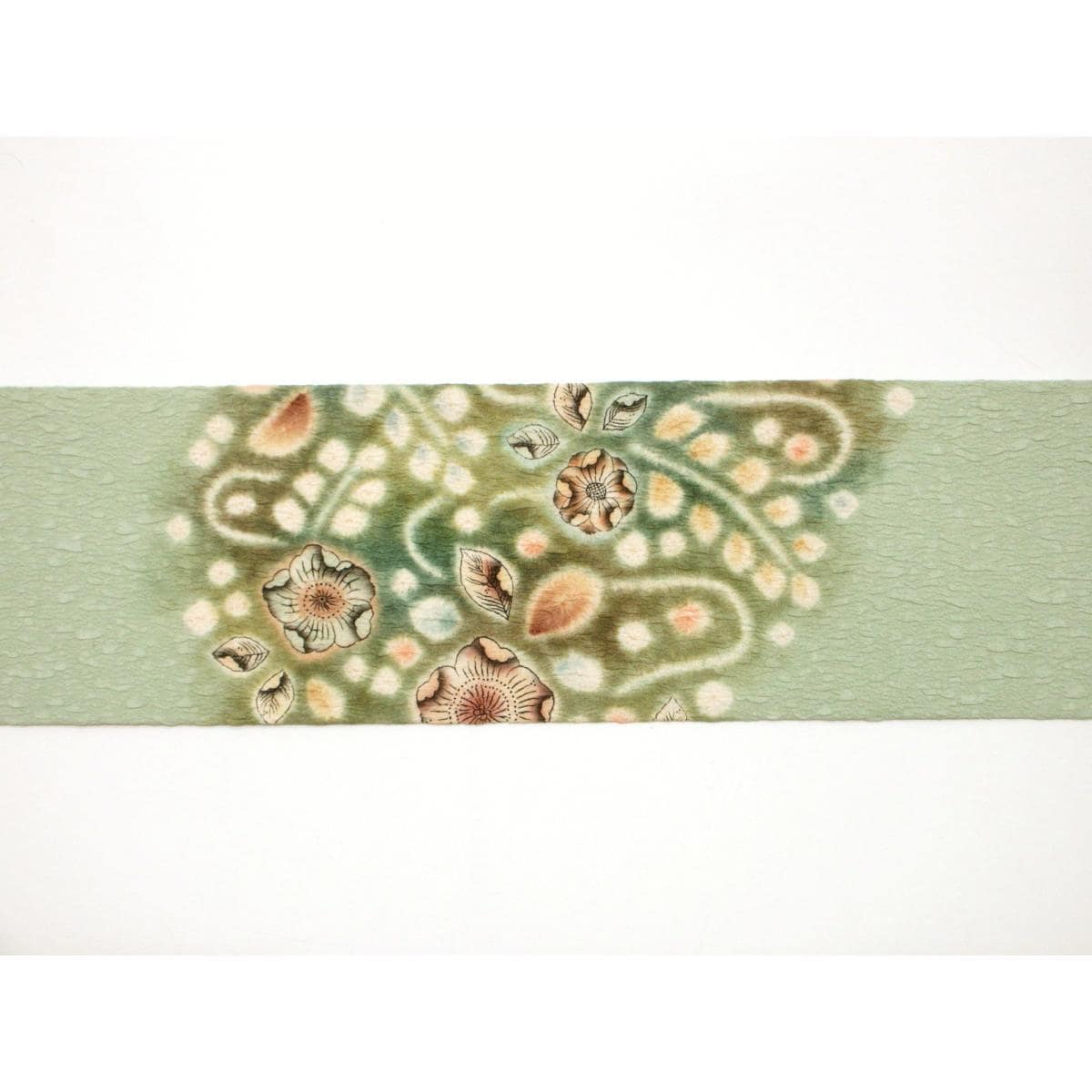 名古屋帯　染帯　ふくれ織　友禅加工絞り入