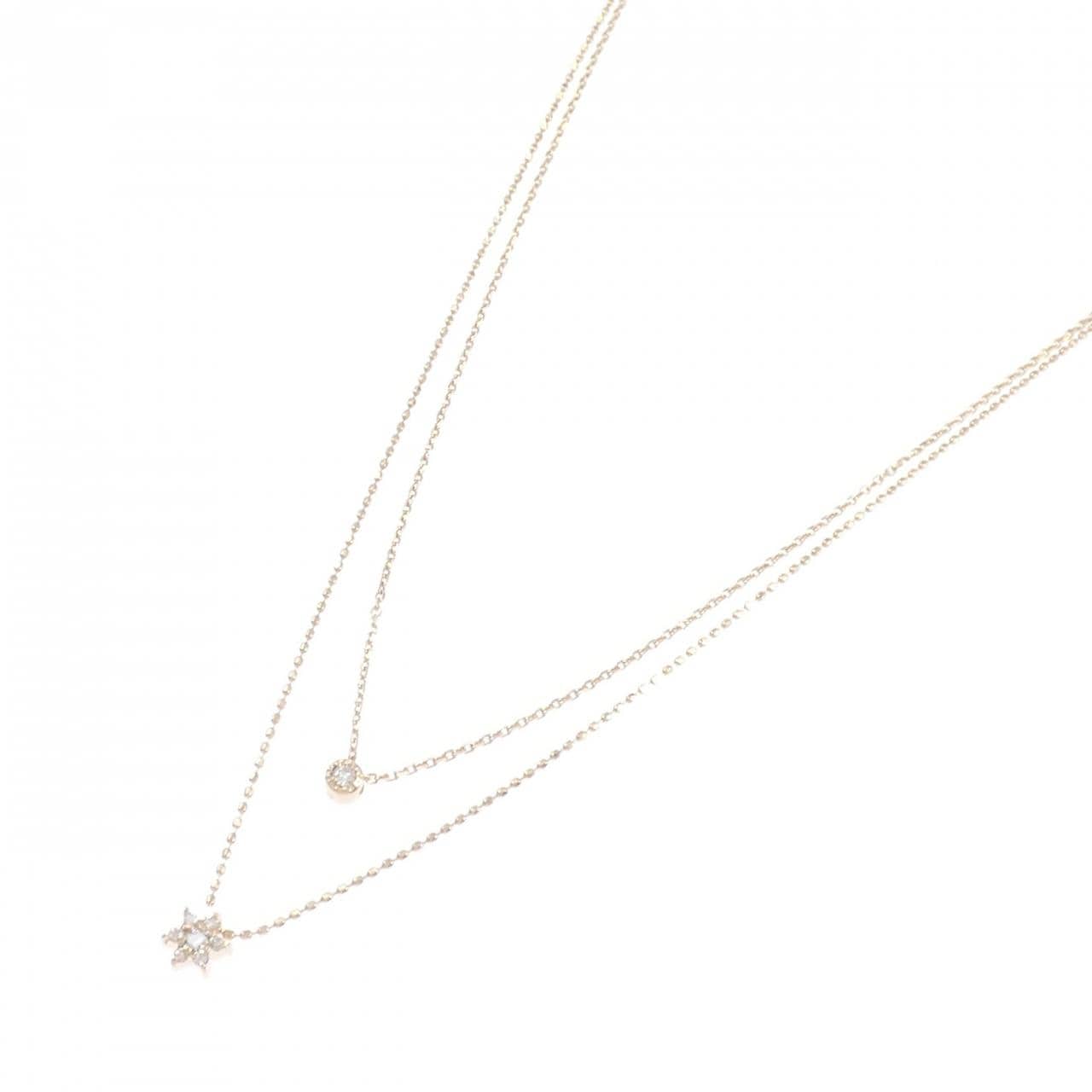 K10PG フラワー ダイヤモンド ネックレス 0.09CT