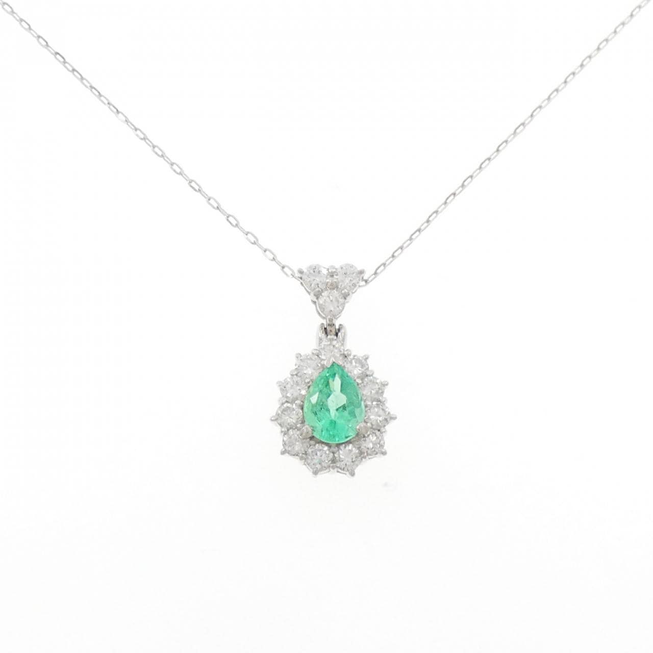 PT900/K18WG エメラルド ネックレス 0.71CT