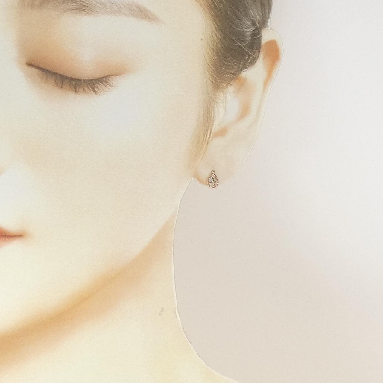 K18PG ダイヤモンド ピアス 0.05CT 片耳