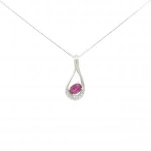 PT900/PT850 ルビー ネックレス 0.65CT