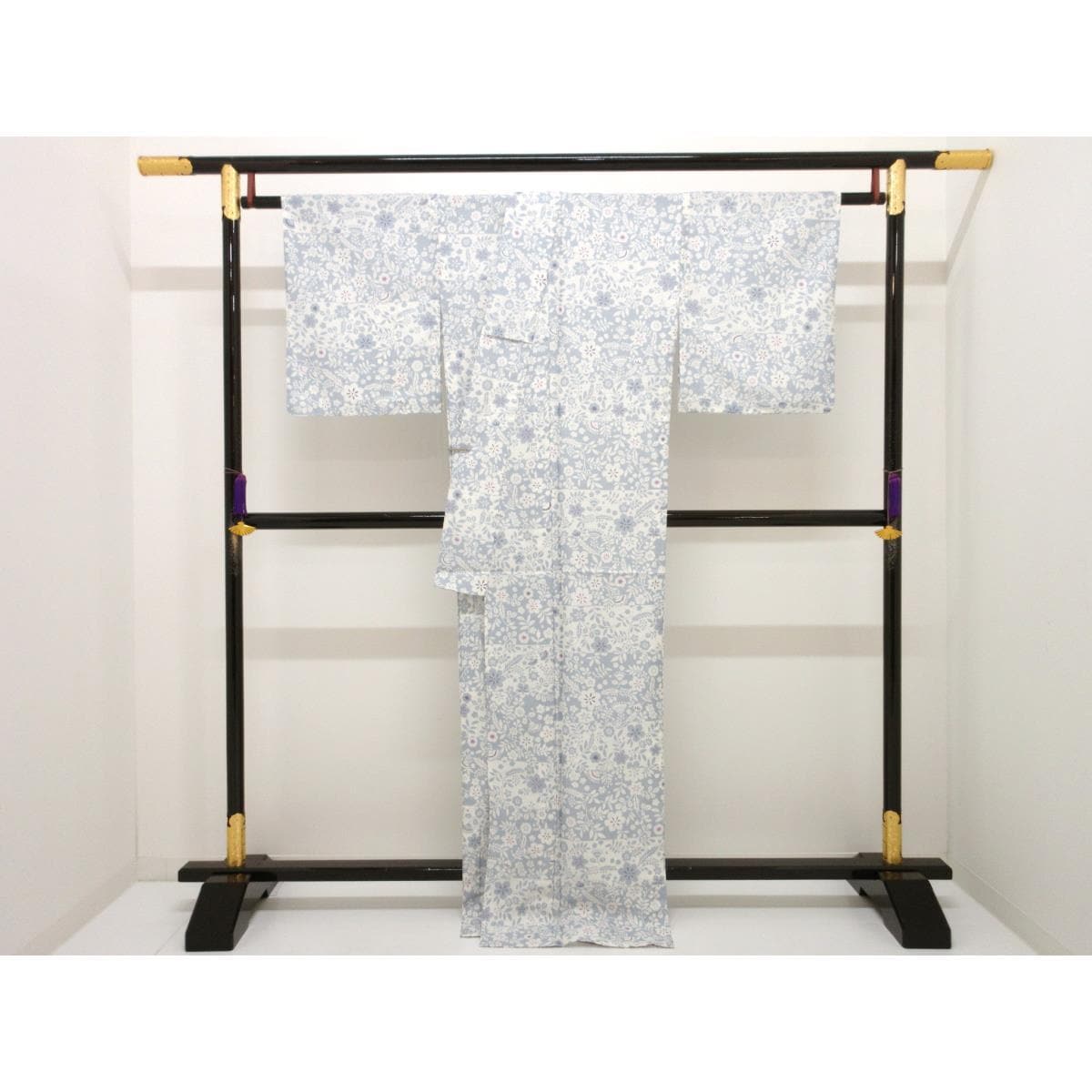 【新品】化繊　単衣　小紋　Ｌサイズ