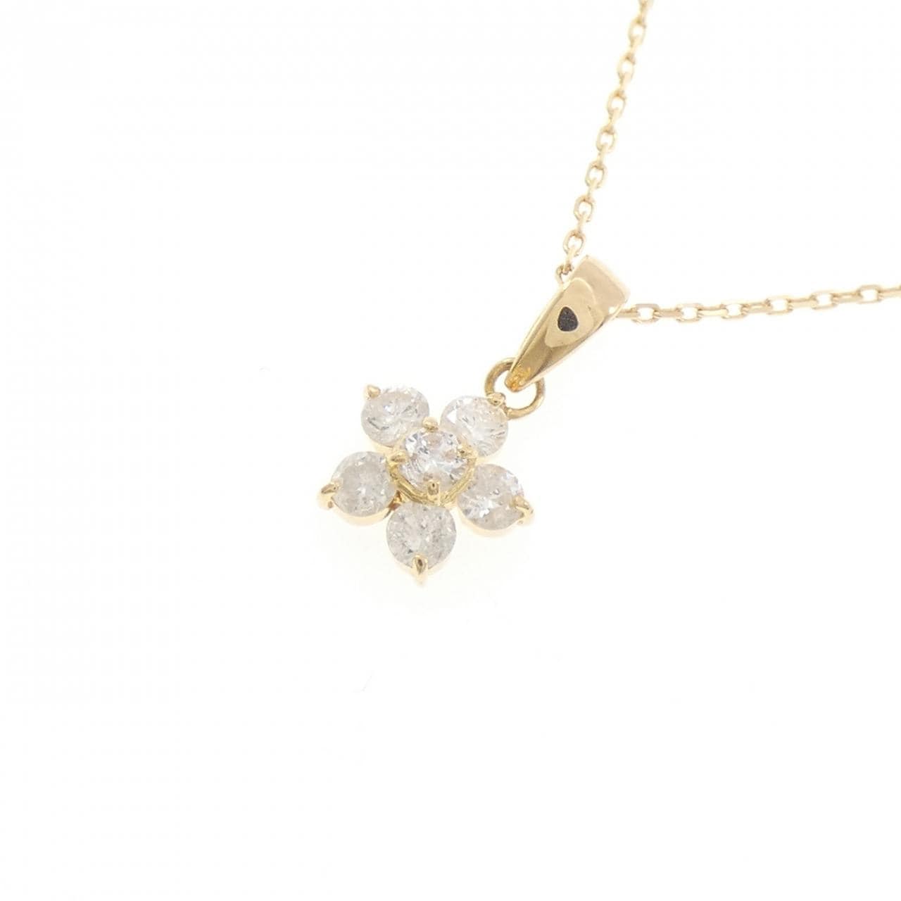 K18YG フラワー ダイヤモンド ネックレス 0.3CT