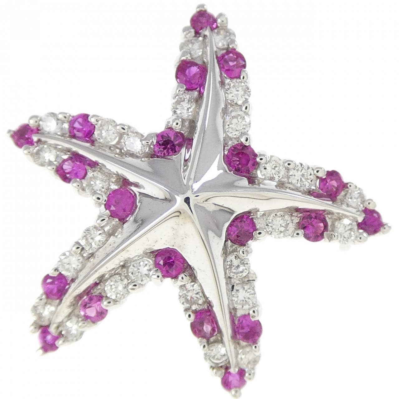 K18WG ヒトデ サファイヤ ブローチ 0.45CT