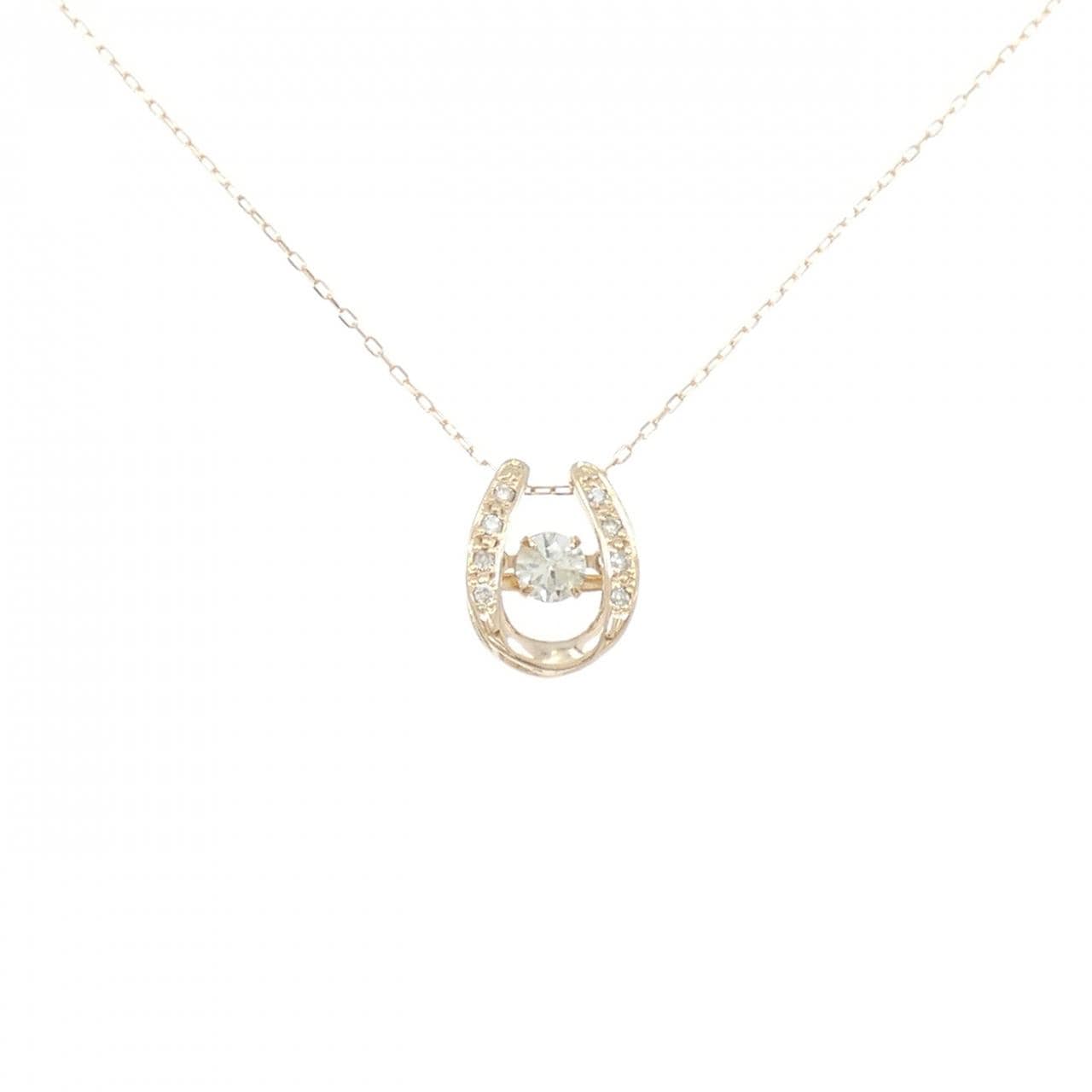 K18PG ホースシュー ダイヤモンド ネックレス 0.18CT