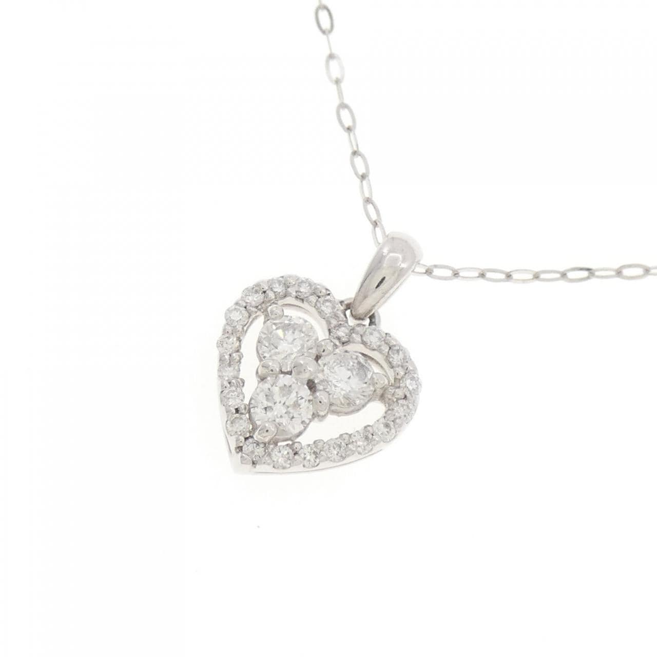 K18WG ハート ダイヤモンド ネックレス 0.40CT