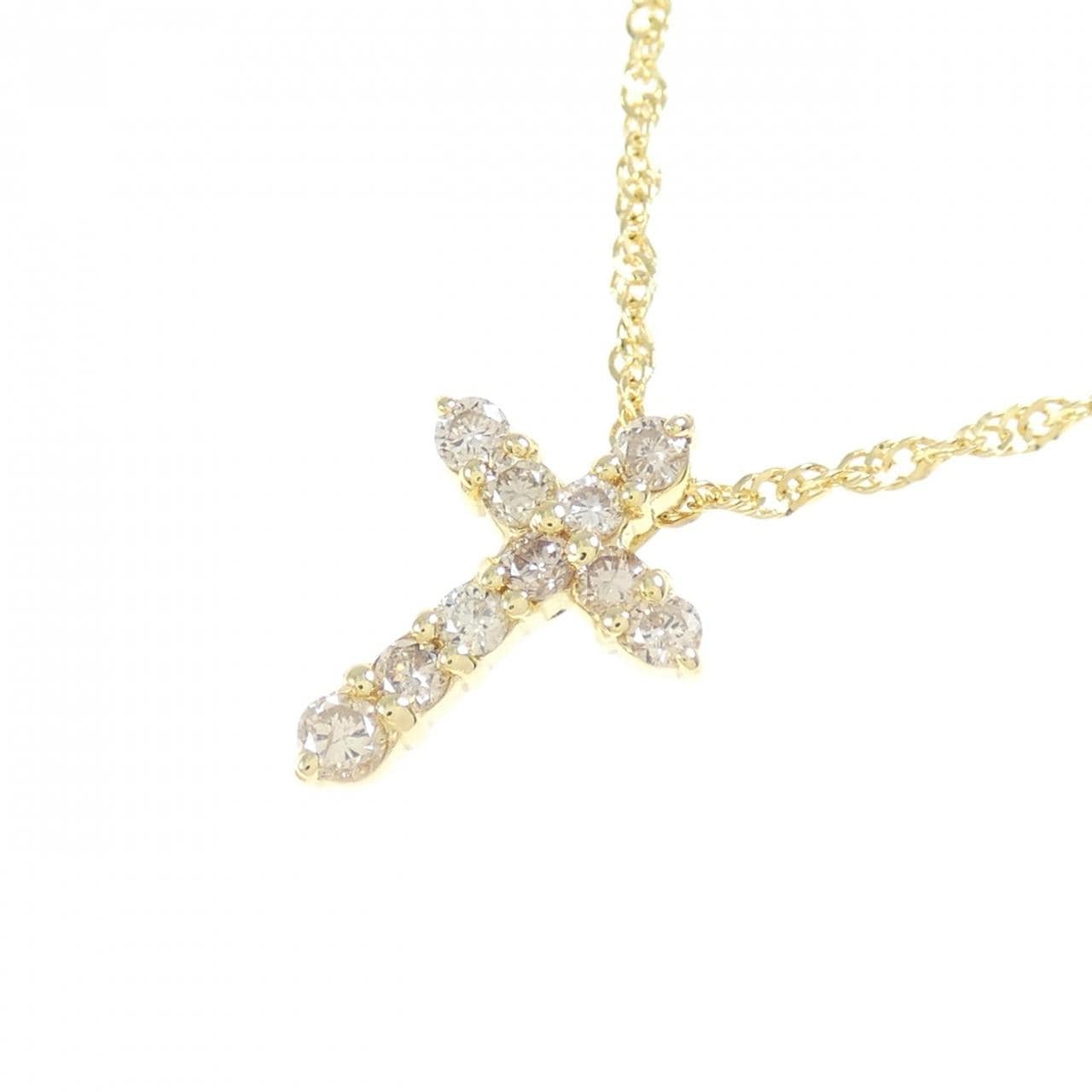 K18YG クロス ダイヤモンド ネックレス 0.30CT
