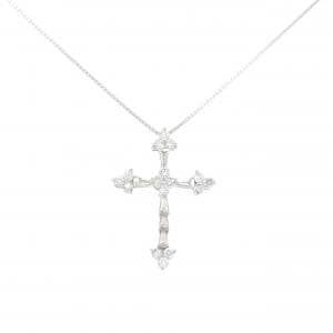 K18WG クロス ダイヤモンド ネックレス 1.00CT