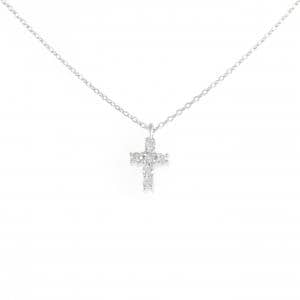 K18WG クロス ダイヤモンド ネックレス 0.12CT