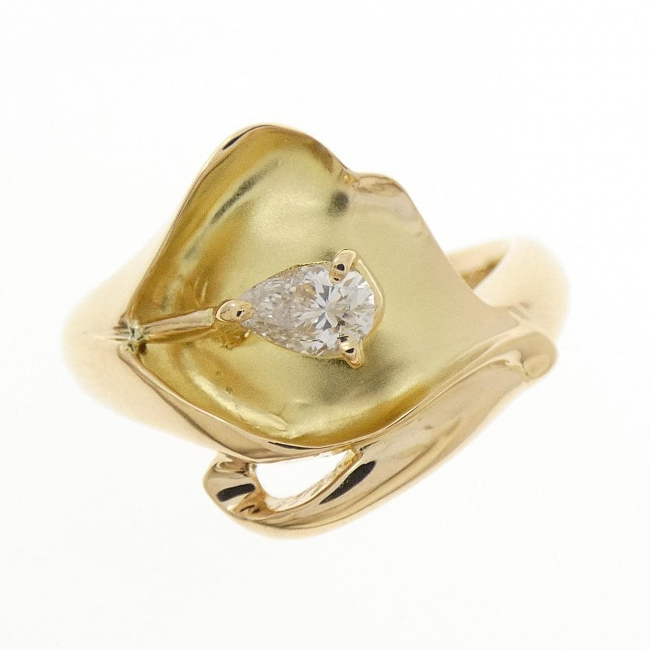 K18YG フラワー ダイヤモンド リング 0.22CT