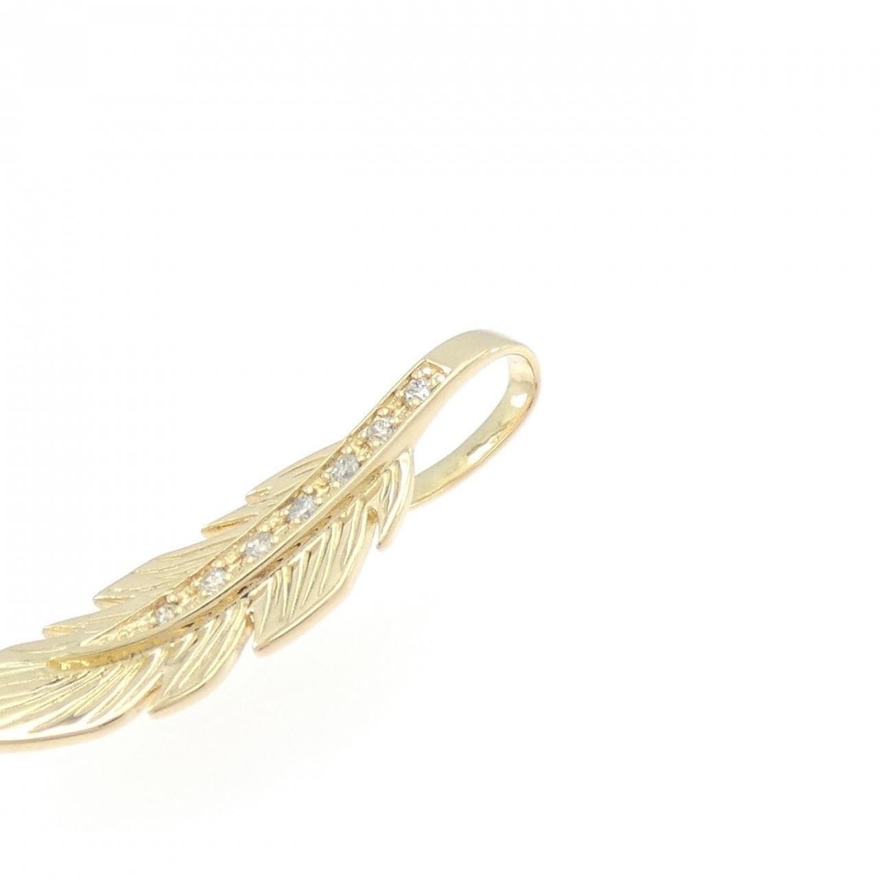 K18YG フェザー ダイヤモンド ペンダント