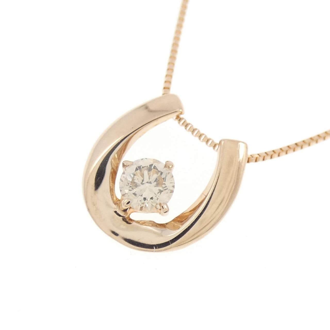 K18PG ホースシュー ダイヤモンド ネックレス 0.1CT