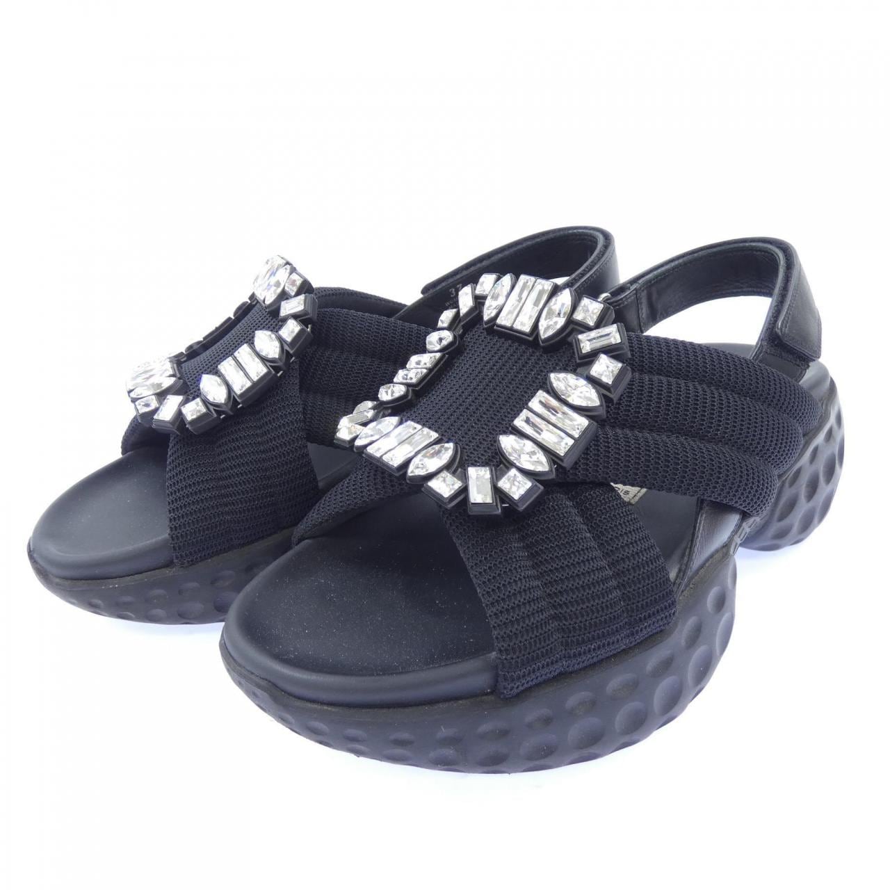 ロジェヴィヴィエ ROGER VIVIER ヴィヴ ラン ライト ストラス バックル サンダル