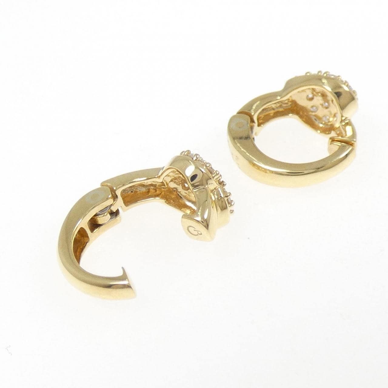 K18YG ハート パヴェ ダイヤモンド イヤリング 0.30CT