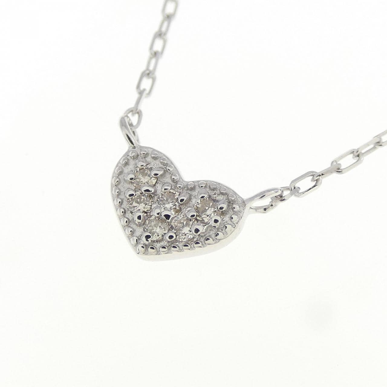 K10WG ハート ダイヤモンド ネックレス 0.04CT