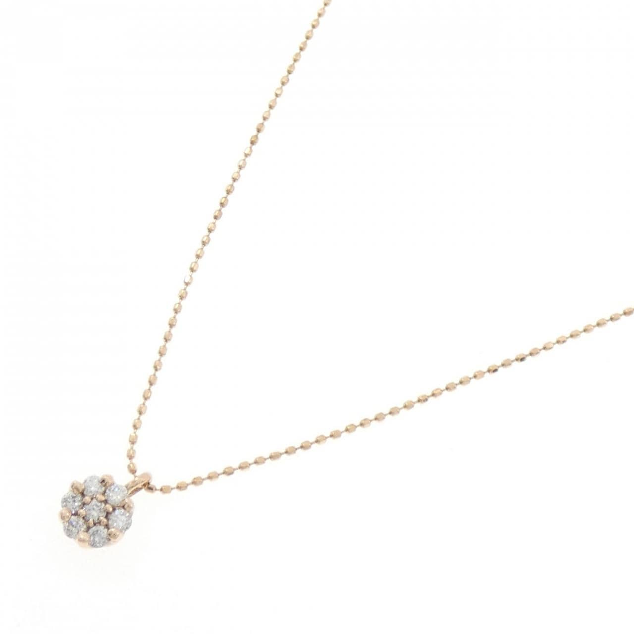 K10PG フラワー ダイヤモンド ネックレス 0.17CT