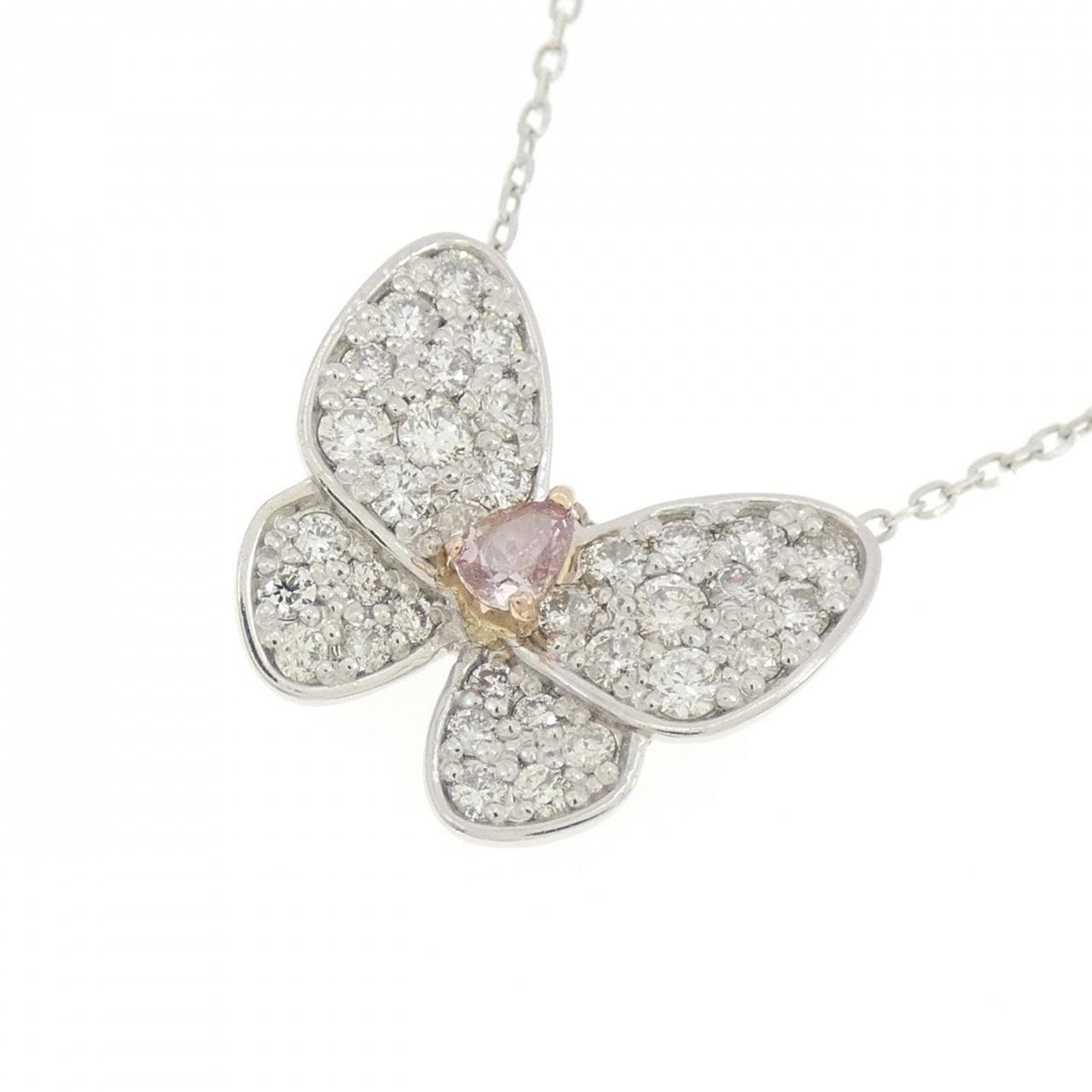 PT/K18PG ダイヤモンド ネックレス 0.076CT FIP SI2 ファンシーカット