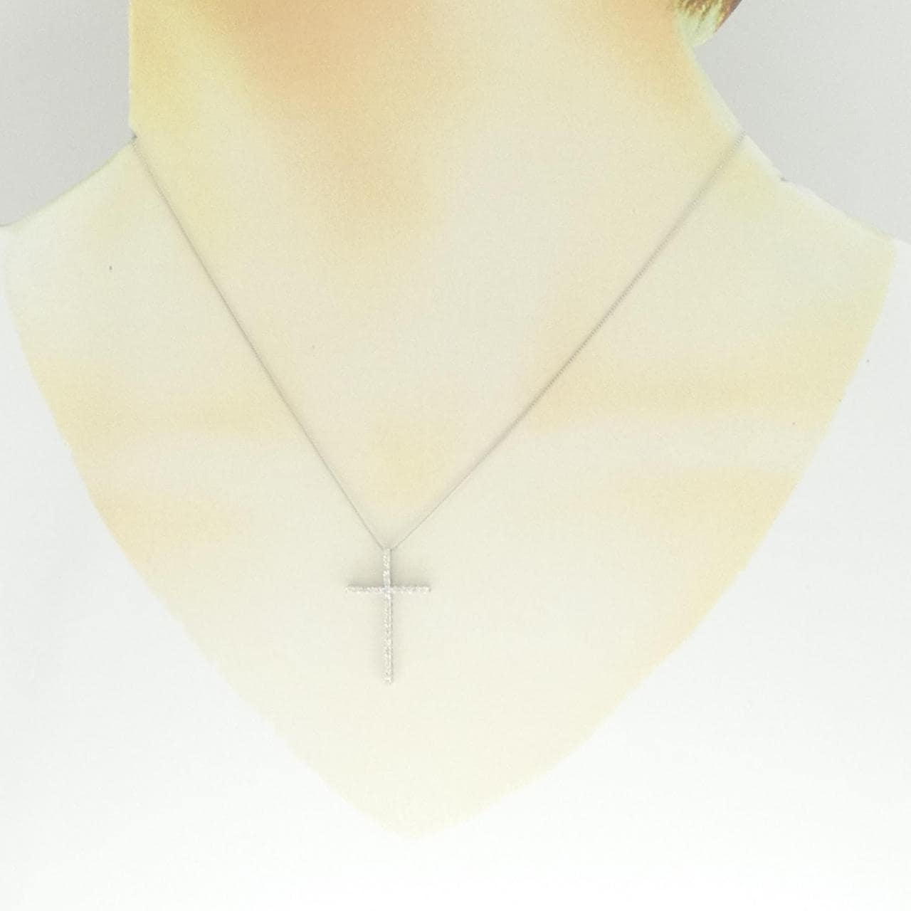 K18WG クロス ダイヤモンド ネックレス 0.20CT