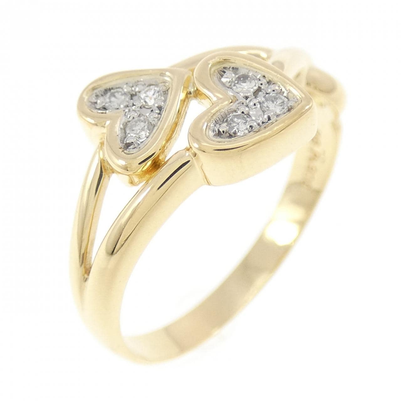 K18YG/PT900 心形钻石戒指 0.06CT