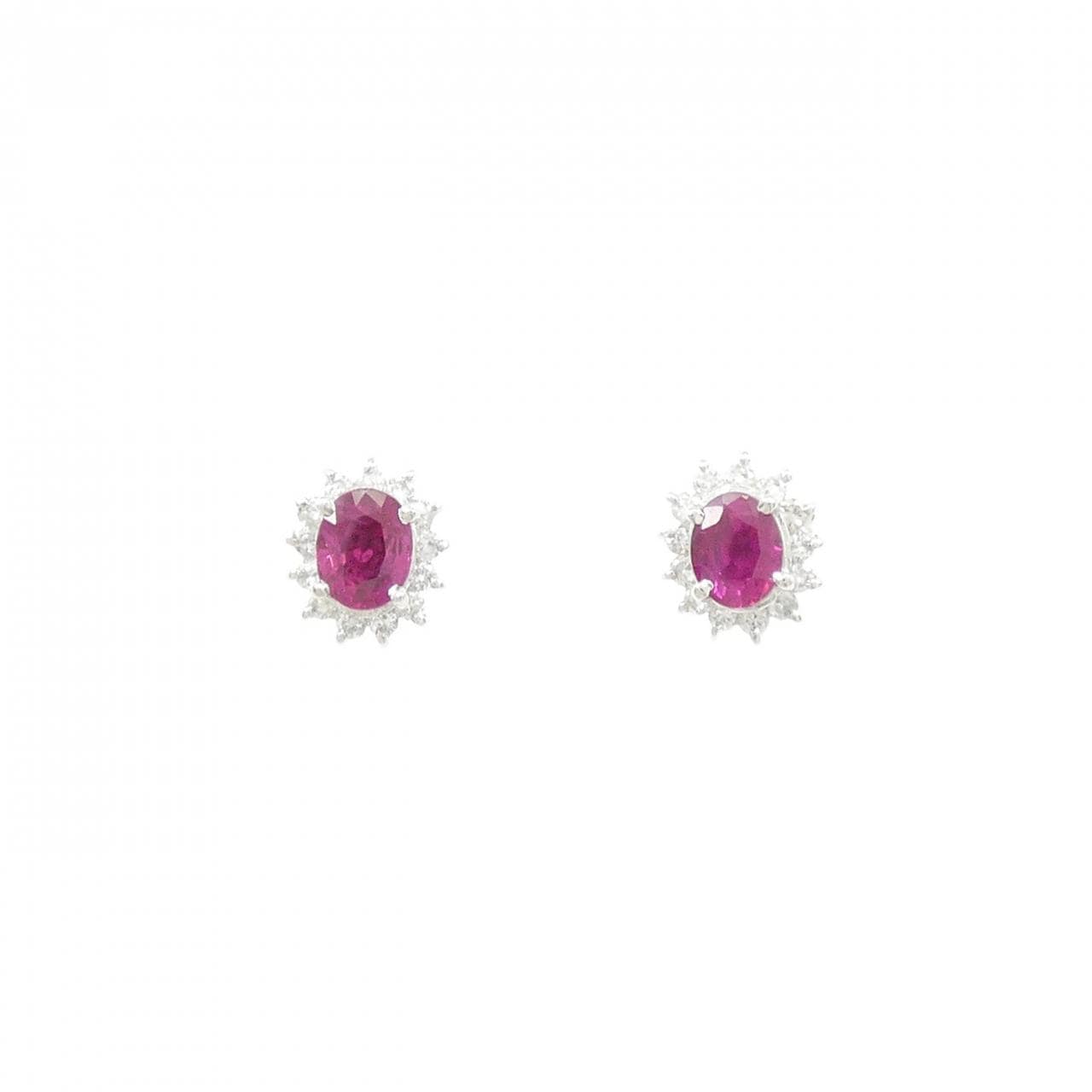 PT900 ルビー ピアス 0.69CT