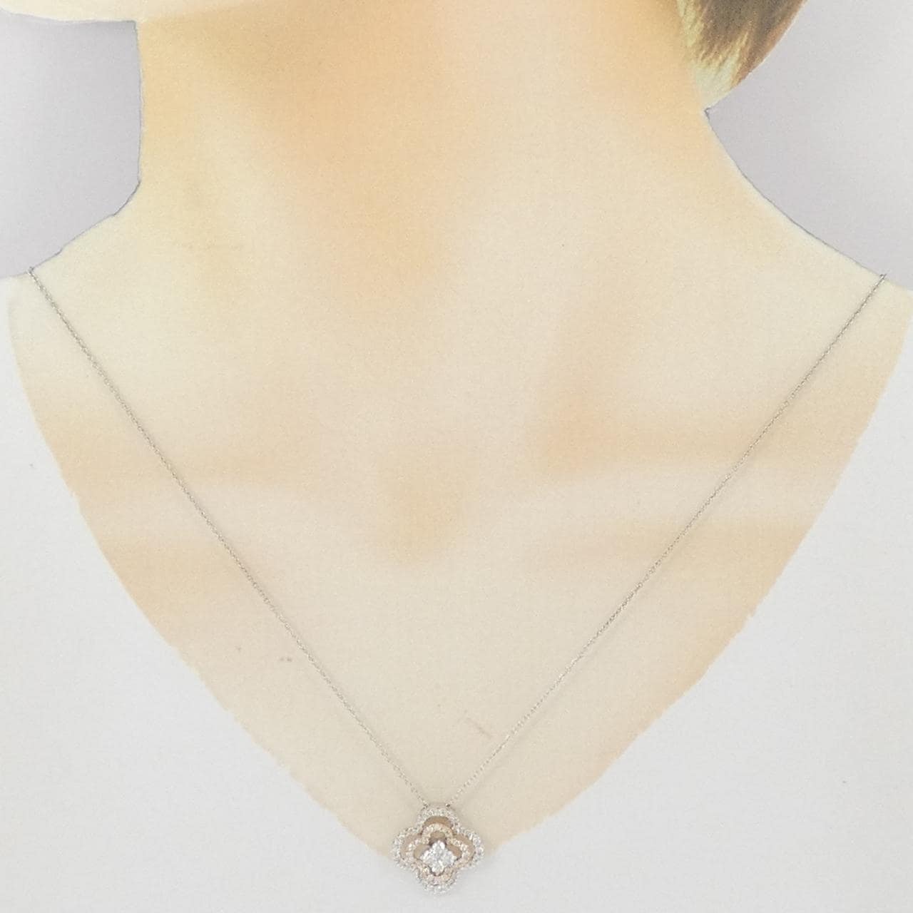 K18WG/K18PG フラワー ダイヤモンド ネックレス 0.72CT