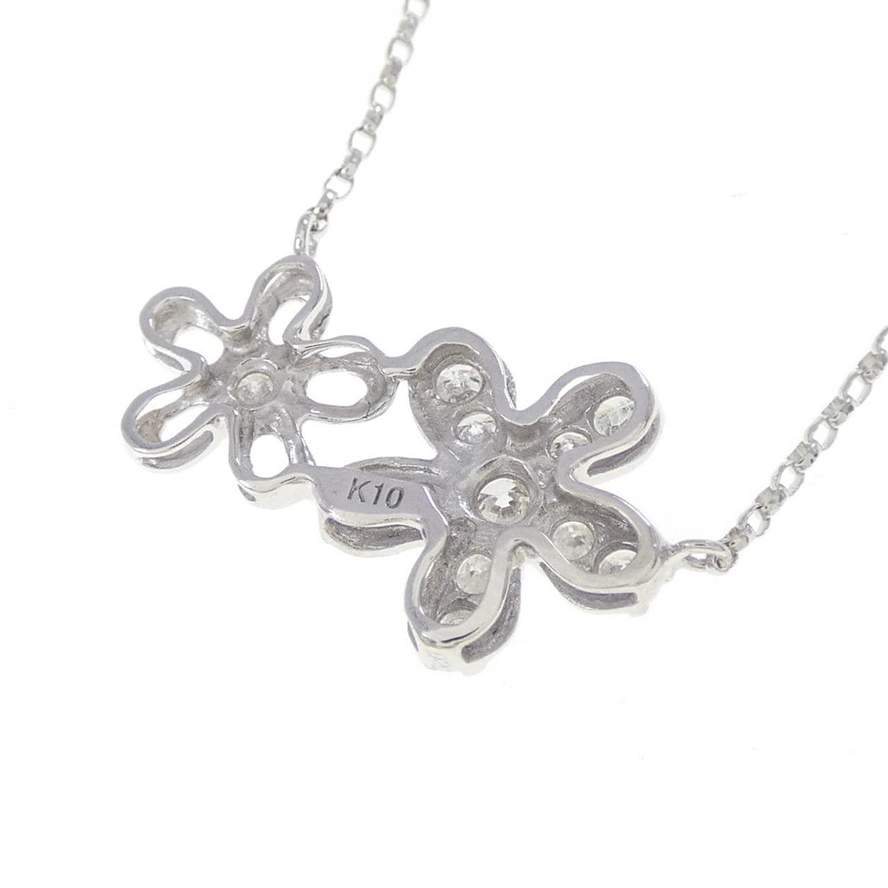 K10WG フラワー ダイヤモンド ネックレス