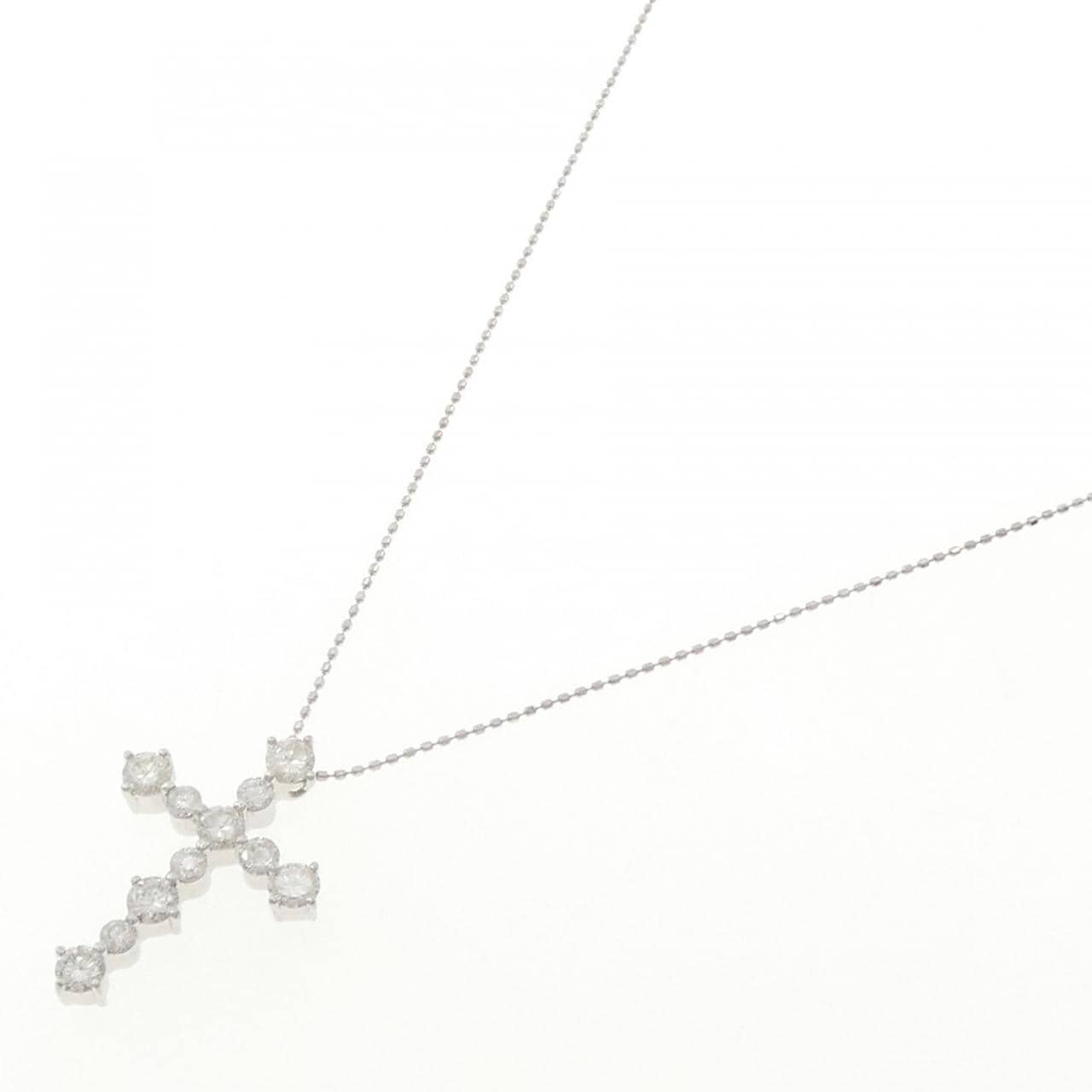 K18WG クロス ダイヤモンド ネックレス 1.25CT