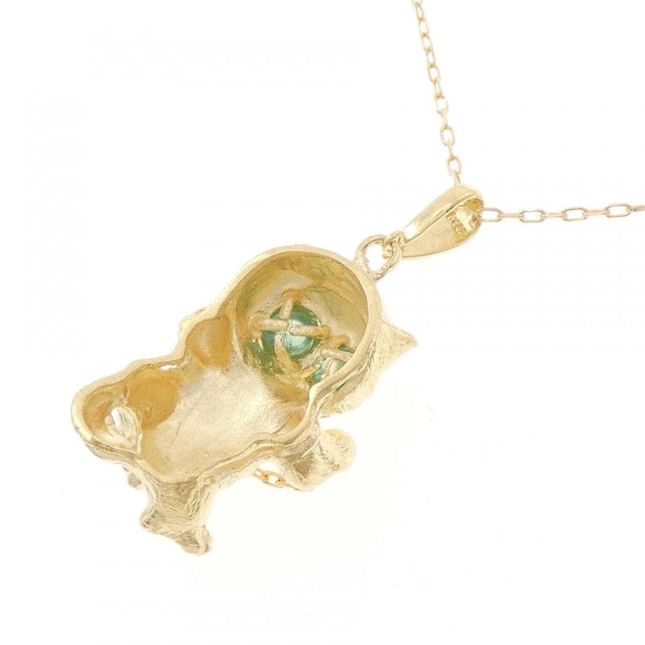 K18YG キャット エメラルド ネックレス