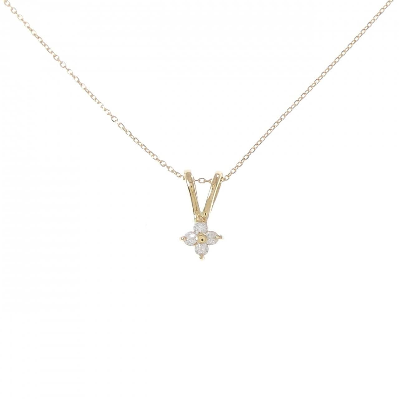 K18YG フラワー ダイヤモンド ネックレス