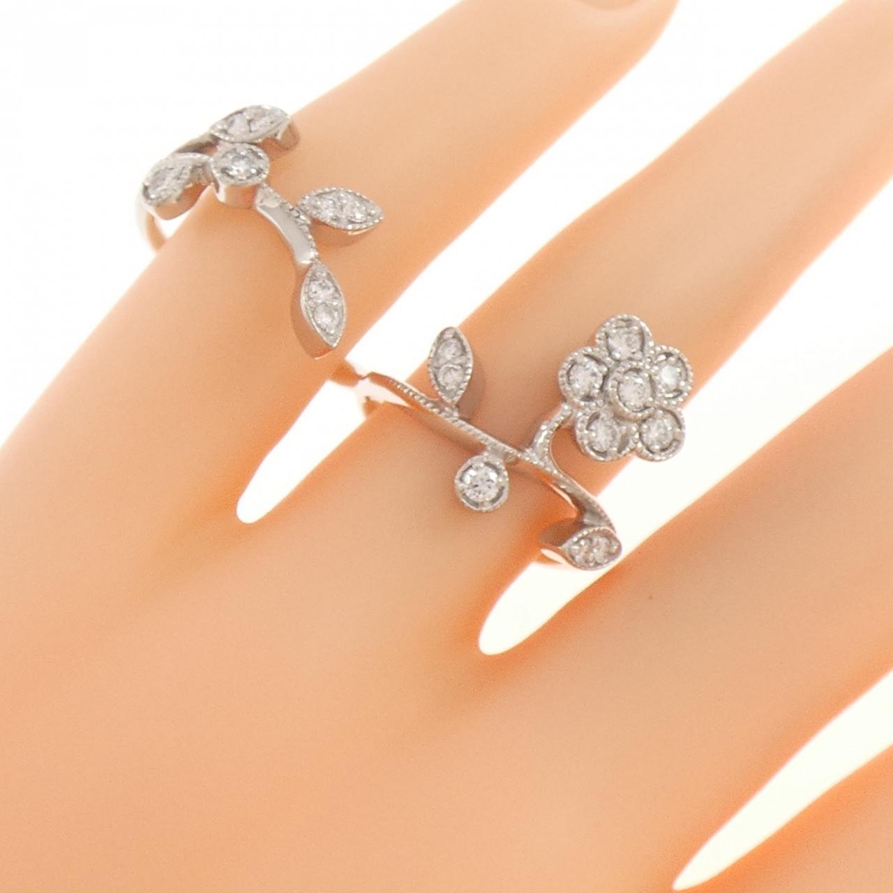 K18WG フラワー ダイヤモンド リング 0.45CT