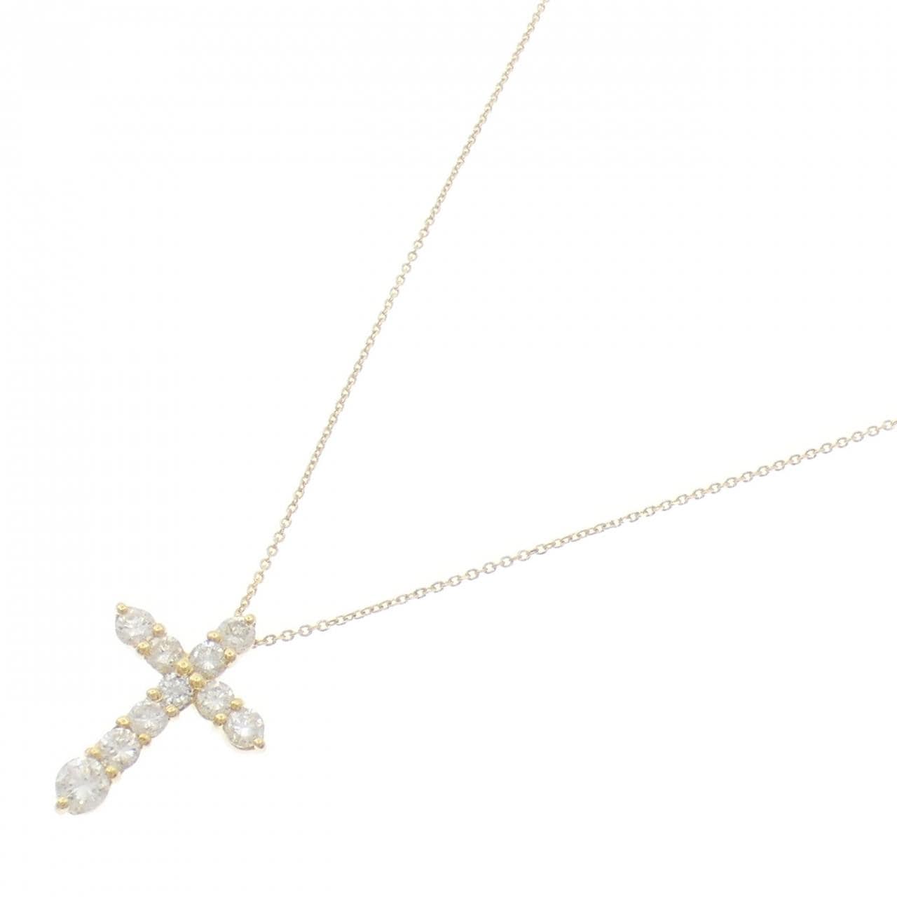 K18YG クロス ダイヤモンド ネックレス 1.00CT