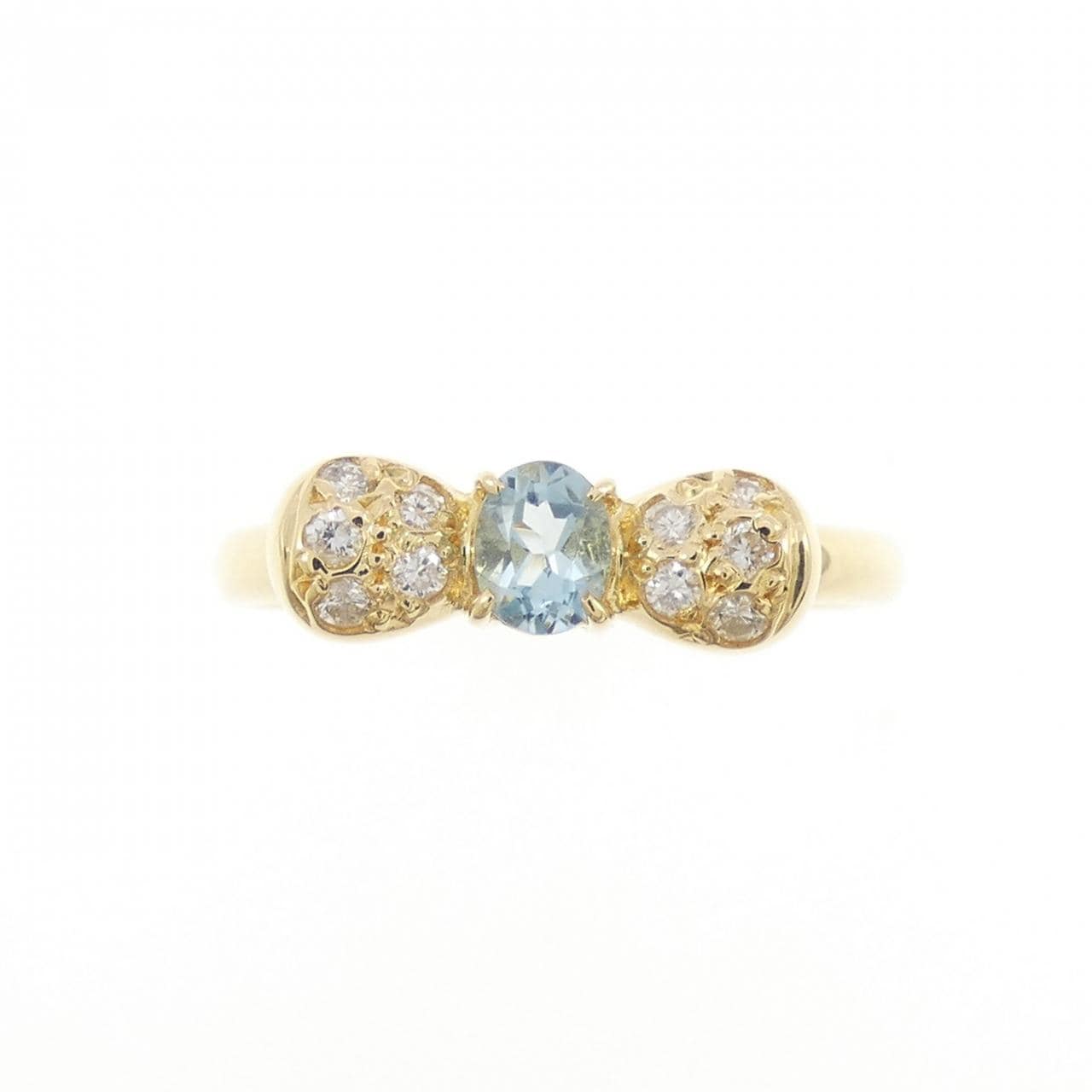 K18YG リボン アクアマリン リング 0.13CT