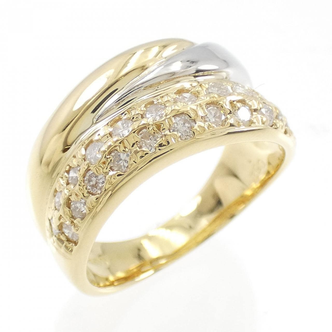 K18YG/PT ダイヤモンド リング 0.52CT